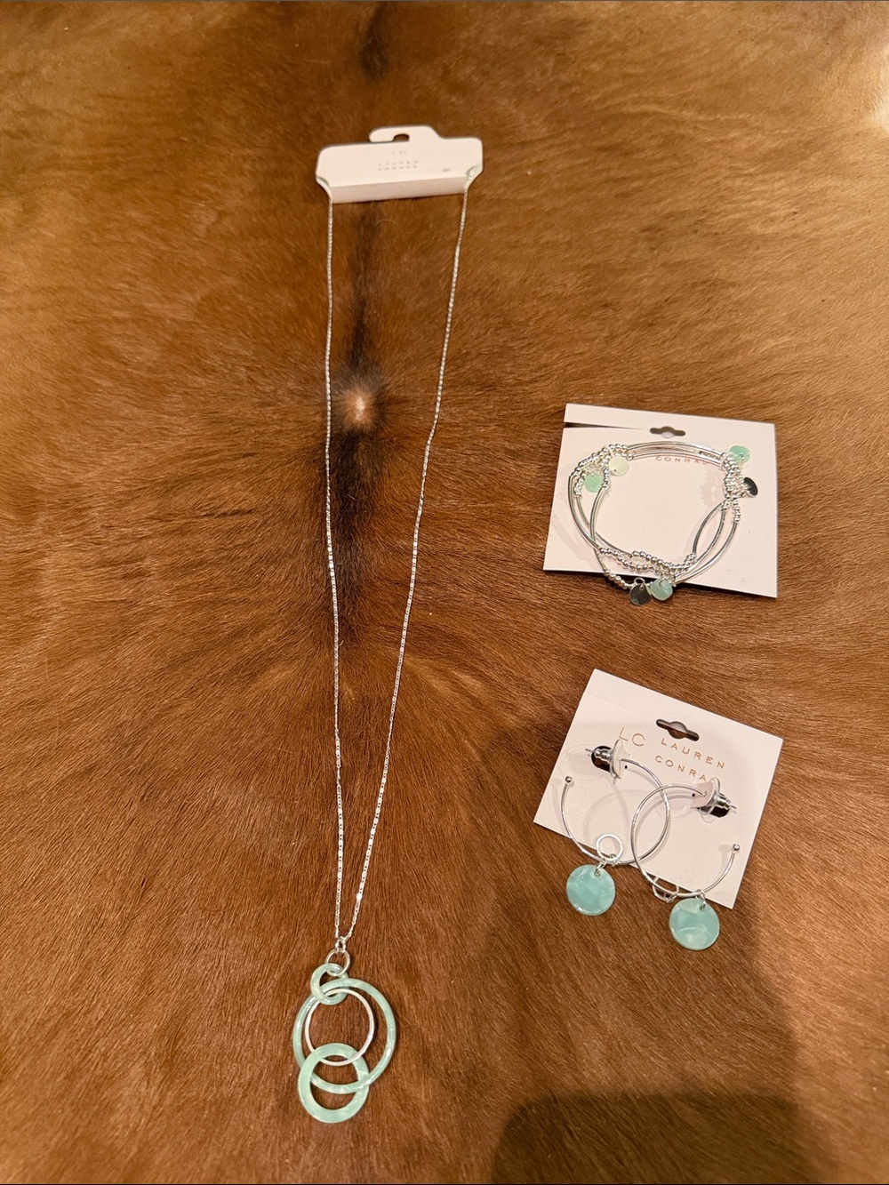 $52 3 piece  teal and silver Lauren Conrad jewelry bundle Nashville boho vibes